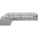  Manufacturer Color_Grey -- Indulge 140" Grey Linen Textured Fabric Upholstered 6 pc Modular Sectional IMAGE 4