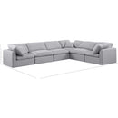  Manufacturer Color_Grey -- Indulge 140" Grey Linen Textured Fabric Upholstered 6 pc Modular Sectional IMAGE 9