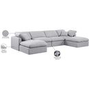 Manufacturer Color_Grey -- Indulge 140" Grey Linen Textured Fabric Upholstered 6 pc Modular Sectional IMAGE 10
