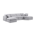  Manufacturer Color_Grey -- Indulge 140" Grey Linen Textured Fabric Upholstered 6 pc Modular Sectional IMAGE 1