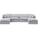 Manufacturer Color_Grey -- Indulge 140" Grey Linen Textured Fabric Upholstered 6 pc Modular Sectional IMAGE 4