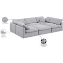  Meridian Indulge 105" Grey Linen Textured Fabric Upholstered 6 pc Modular Sectional IMAGE 10