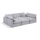  Manufacturer Color_Grey -- Indulge 105" Grey Linen Textured Fabric Upholstered 6 pc Modular Sectional IMAGE 1