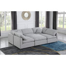  Manufacturer Color_Grey -- Indulge 105" Grey Linen Textured Fabric Upholstered 6 pc Modular Sectional IMAGE 2