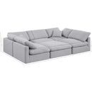  Manufacturer Color_Grey -- Indulge 105" Grey Linen Textured Fabric Upholstered 6 pc Modular Sectional IMAGE 9
