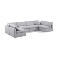  Manufacturer Color_Grey -- Indulge 140" Grey Linen Textured Fabric Upholstered 6 pc Modular Sectional IMAGE 1
