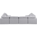  Manufacturer Color_Grey -- Indulge 140" Grey Linen Textured Fabric Upholstered 6 pc Modular Sectional IMAGE 3