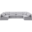 Manufacturer Color_Grey -- Indulge 140" Grey Linen Textured Fabric Upholstered 6 pc Modular Sectional IMAGE 4