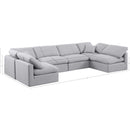  Meridian Indulge 140" Grey Linen Textured Fabric Upholstered 6 pc Modular Sectional IMAGE 9