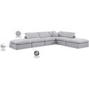  Manufacturer Color_Grey -- Indulge 140" Grey Linen Textured Fabric Upholstered 6 pc Modular Sectional IMAGE 10