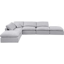  Manufacturer Color_Grey -- Indulge 140" Grey Linen Textured Fabric Upholstered 6 pc Modular Sectional IMAGE 4