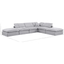  Manufacturer Color_Grey -- Indulge 140" Grey Linen Textured Fabric Upholstered 6 pc Modular Sectional IMAGE 9