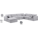  Manufacturer Color_Grey -- Indulge 140" Grey Linen Textured Fabric Upholstered 7 pc Modular Sectional IMAGE 10