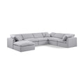  Manufacturer Color_Grey -- Indulge 140" Grey Linen Textured Fabric Upholstered 7 pc Modular Sectional IMAGE 1