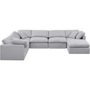  Manufacturer Color_Grey -- Indulge 140" Grey Linen Textured Fabric Upholstered 7 pc Modular Sectional IMAGE 4