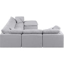  Manufacturer Color_Grey -- Indulge 140" Grey Linen Textured Fabric Upholstered 7 pc Modular Sectional IMAGE 5