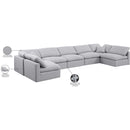  Manufacturer Color_Grey -- Indulge 175" Grey Linen Textured Fabric Upholstered 7 pc Modular Sectional IMAGE 10