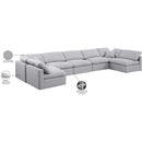  Meridian Indulge 175" Grey Linen Textured Fabric Upholstered 7 pc Modular Sectional IMAGE 10