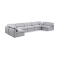  Manufacturer Color_Grey -- Indulge 175" Grey Linen Textured Fabric Upholstered 7 pc Modular Sectional IMAGE 1