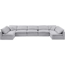  Manufacturer Color_Grey -- Indulge 175" Grey Linen Textured Fabric Upholstered 7 pc Modular Sectional IMAGE 4