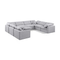  Manufacturer Color_Grey -- Indulge 140" Grey Linen Textured Fabric Upholstered 8 pc Modular Sectional IMAGE 1