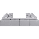  Manufacturer Color_Grey -- Indulge 140" Grey Linen Textured Fabric Upholstered 8 pc Modular Sectional IMAGE 3
