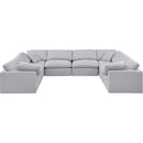  Manufacturer Color_Grey -- Indulge 140" Grey Linen Textured Fabric Upholstered 8 pc Modular Sectional IMAGE 4