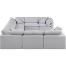  Manufacturer Color_Grey -- Indulge 140" Grey Linen Textured Fabric Upholstered 8 pc Modular Sectional IMAGE 5