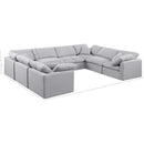  Manufacturer Color_Grey -- Indulge 140" Grey Linen Textured Fabric Upholstered 8 pc Modular Sectional IMAGE 9