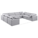  Meridian Indulge 140" Grey Linen Textured Fabric Upholstered 8 pc Modular Sectional IMAGE 9