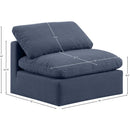 Meridian Indulge Navy Linen Textured Fabric Armless Chair IMAGE 8