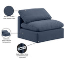 Meridian Indulge Navy Linen Textured Fabric Armless Chair IMAGE 9