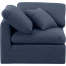  Manufacturer Color_Navy -- Indulge Navy Linen Textured Fabric Upholstered Modular Corner Chair IMAGE 4