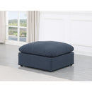  Manufacturer Color_Navy -- Indulge Navy Linen Textured Fabric Upholstered Modular Ottoman IMAGE 2
