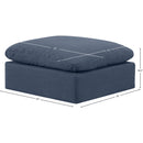 Meridian Indulge Navy Linen Textured Fabric Ottoman IMAGE 5