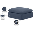 Meridian Indulge Navy Linen Textured Fabric Ottoman IMAGE 6