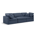 Meridian Indulge Navy Linen Textured Fabric Modular Sofa IMAGE 1
