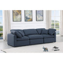  Manufacturer Color_Navy -- Indulge 105" Navy Linen Textured Fabric Upholstered 3 pc Modular Sofa IMAGE 2