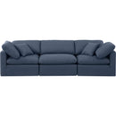  Manufacturer Color_Navy -- Indulge 105" Navy Linen Textured Fabric Upholstered 3 pc Modular Sofa IMAGE 4
