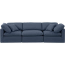 Meridian Indulge Navy Linen Textured Fabric Modular Sofa IMAGE 4