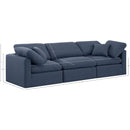  Manufacturer Color_Navy -- Indulge 105" Navy Linen Textured Fabric Upholstered 3 pc Modular Sofa IMAGE 8