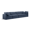  Manufacturer Color_Navy -- Indulge 140" Navy Linen Textured Fabric Upholstered 4 pc Modular Sofa IMAGE 1
