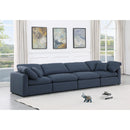  Manufacturer Color_Navy -- Indulge 140" Navy Linen Textured Fabric Upholstered 4 pc Modular Sofa IMAGE 2