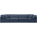 Meridian Indulge Navy Linen Textured Fabric Modular Sofa IMAGE 4