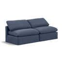  Manufacturer Color_Navy -- Indulge 70" Navy Linen Textured Fabric Upholstered 2 pc Armless Modular Loveseat IMAGE 1