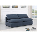 Meridian Indulge Navy Linen Textured Fabric Modular Sofa IMAGE 2