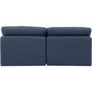 Manufacturer Color_Navy -- Indulge 70" Navy Linen Textured Fabric Upholstered 2 pc Armless Modular Loveseat IMAGE 3