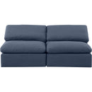  Manufacturer Color_Navy -- Indulge 70" Navy Linen Textured Fabric Upholstered 2 pc Armless Modular Loveseat IMAGE 4