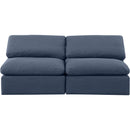 Meridian Indulge Navy Linen Textured Fabric Modular Sofa IMAGE 4