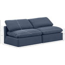  Manufacturer Color_Navy -- Indulge 70" Navy Linen Textured Fabric Upholstered 2 pc Armless Modular Loveseat IMAGE 7